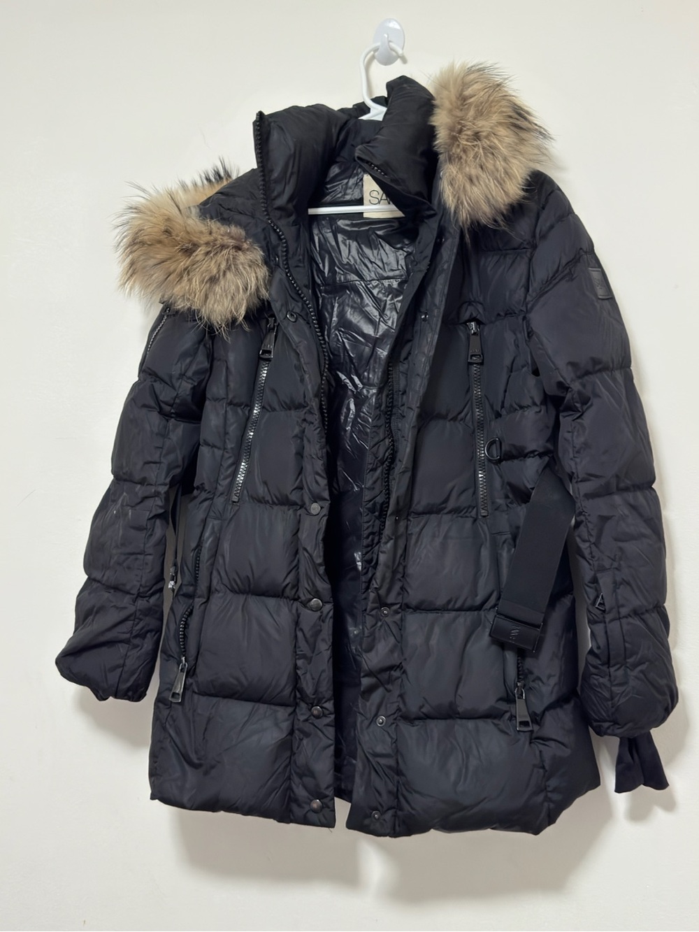 SAM New York Millenium Puffer Down Ski Jacket~Black With Natural Racoon Fur (L) - Picture 2 of 16
